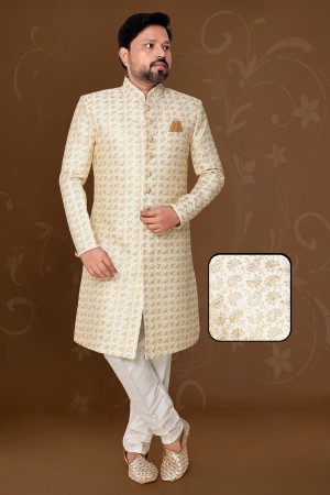 Golden Dhupian Silk Indo Western Sherwani